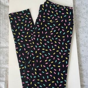 LuLaRoe buttery soft Black Leggings with Colorful Popsicle Print